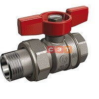 Кран шаровый с американкой НР-ВР R859 (бабочка-КРАСНАЯ)  1/2"